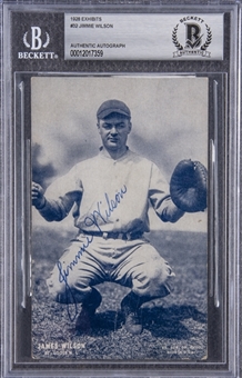 1928 Exhibits Jimmie Wilson Signed Card – Beckett